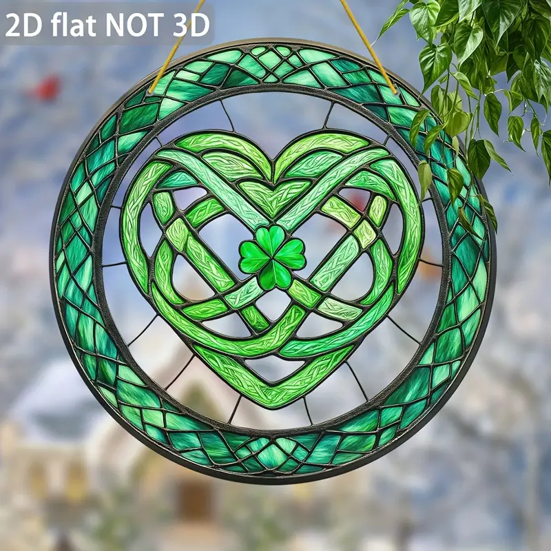 Keltisk klöversolfångare - 23 cm färgad akrylkonst. Lyckobringande dekor för uteplats eller St. Patricks firande._voghion.com