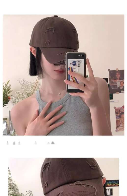 Personalized Distressed Baseball Men, Trendy Spring Hip-hop Versatile Soft Top Curved Brim Sun Shading Duckbill Cap For_voghion.com