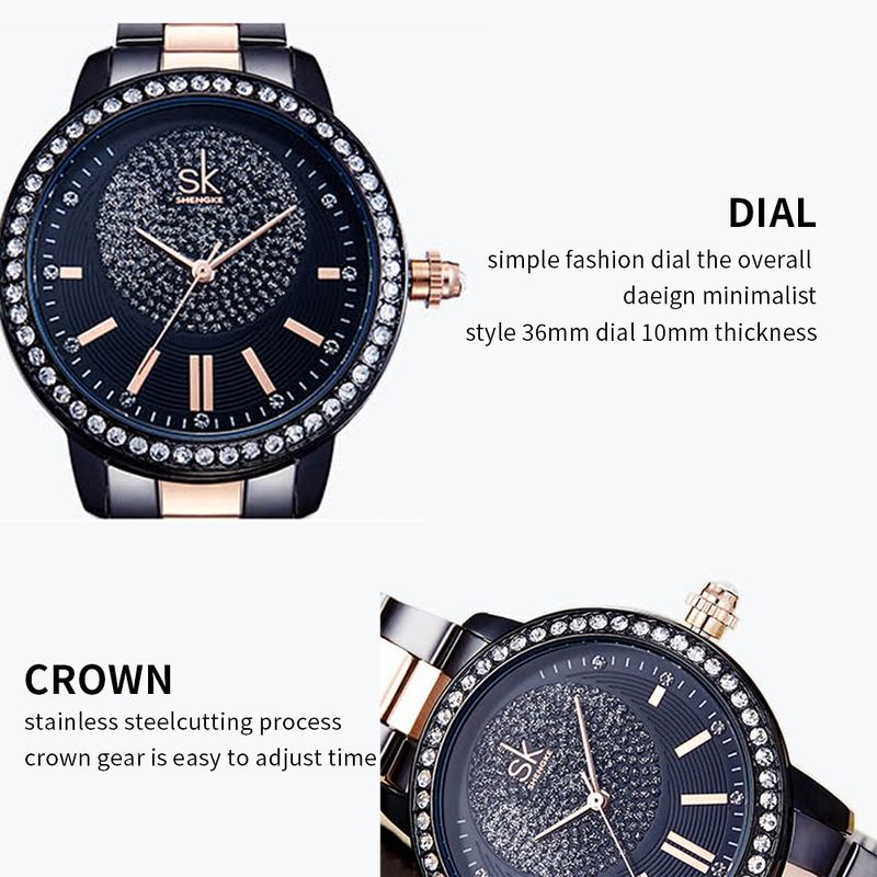 Yamaler orologio al quarzo con display analogico intarsiato con cinturino in acciaio inossidabile moda donna_voghion.com