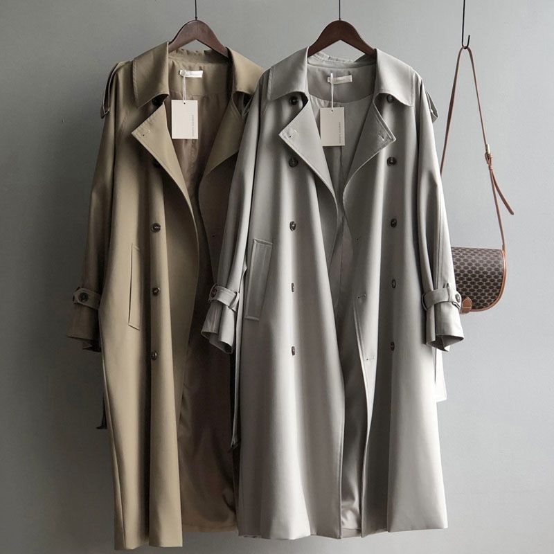 Trench-coat mi-long pour femme, style britannique, polyvalent, taille drapée, slim, petite, veste décontractée de style français