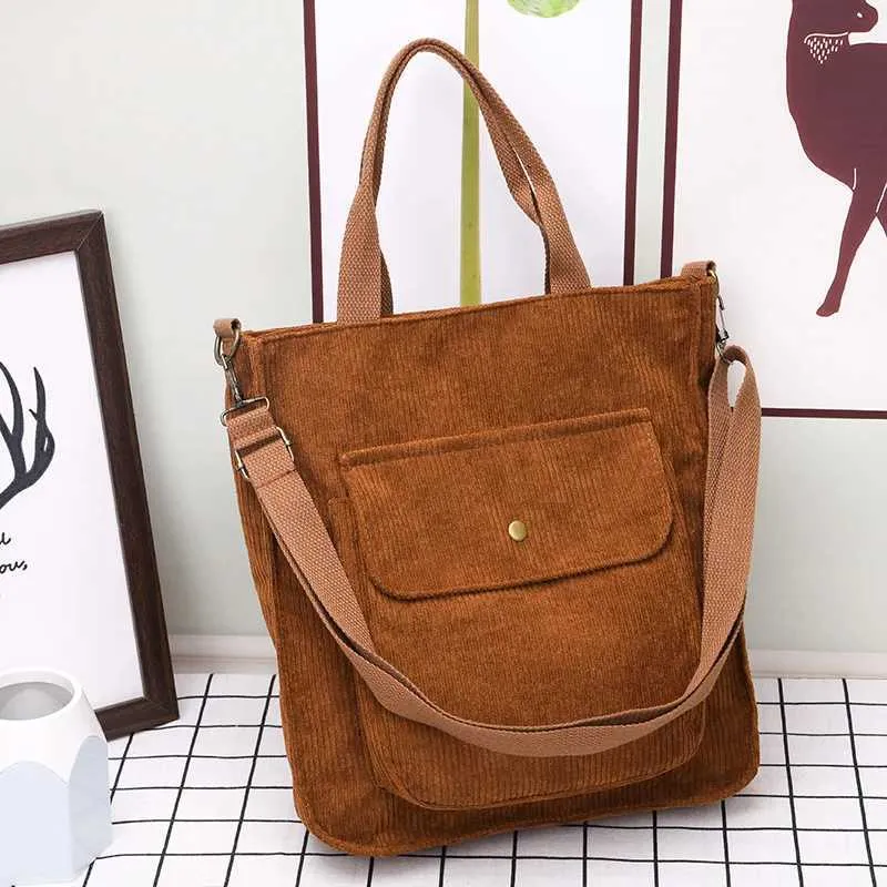 Corduroy Shopper Tasche Für Damen Designer Schultertasche Studentin_voghion.com