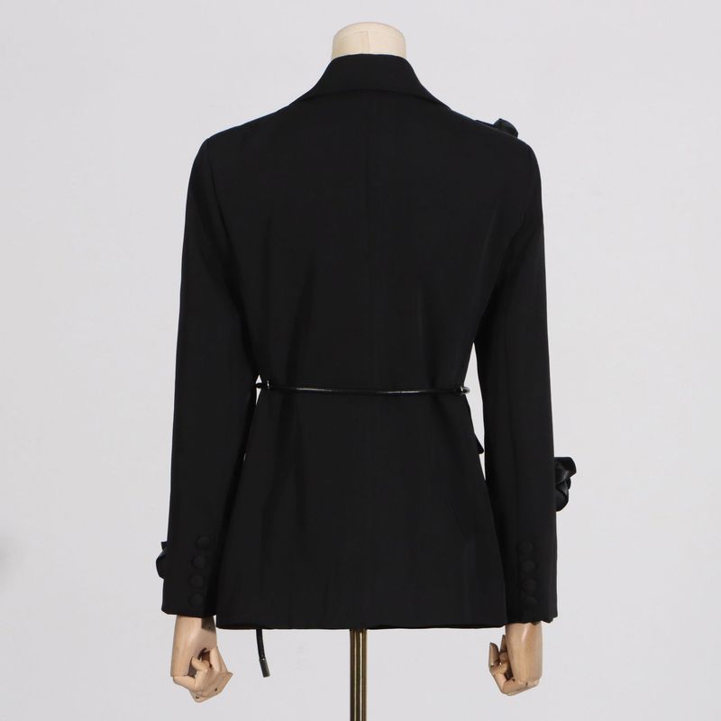 Women's Clothing temperament black three dimensional wer lace ing design long sleeved suit jacket_voghion.com