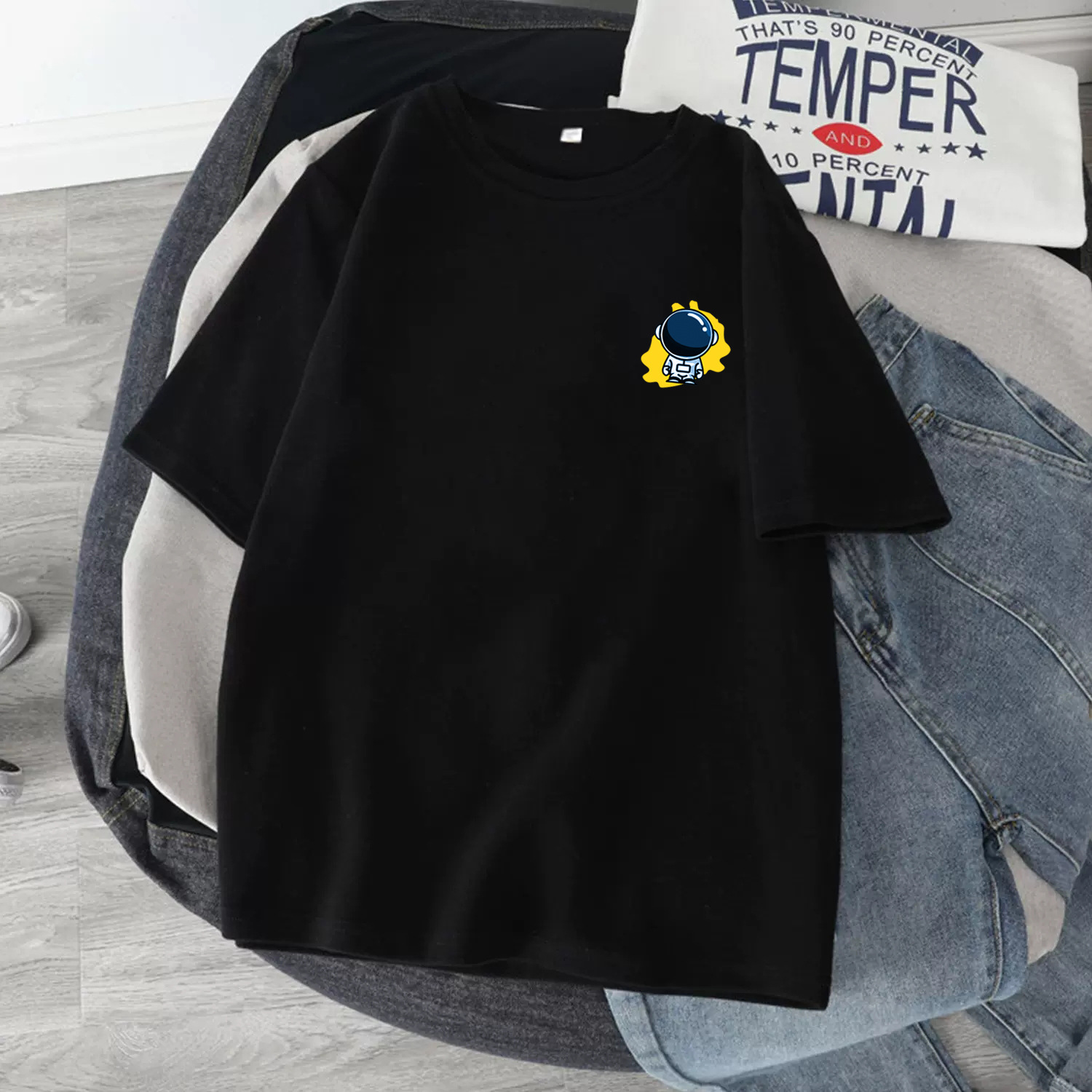 Ανδρικό oversized αθλητικό τοπ με στρογγυλή λαιμόκοψη, μοντέρνο, διάσημο από καθαρό βαμβάκι, μπλουζάκι από το Διαδίκτυο, 2024, νέα μπλουζάκια_voghion.com