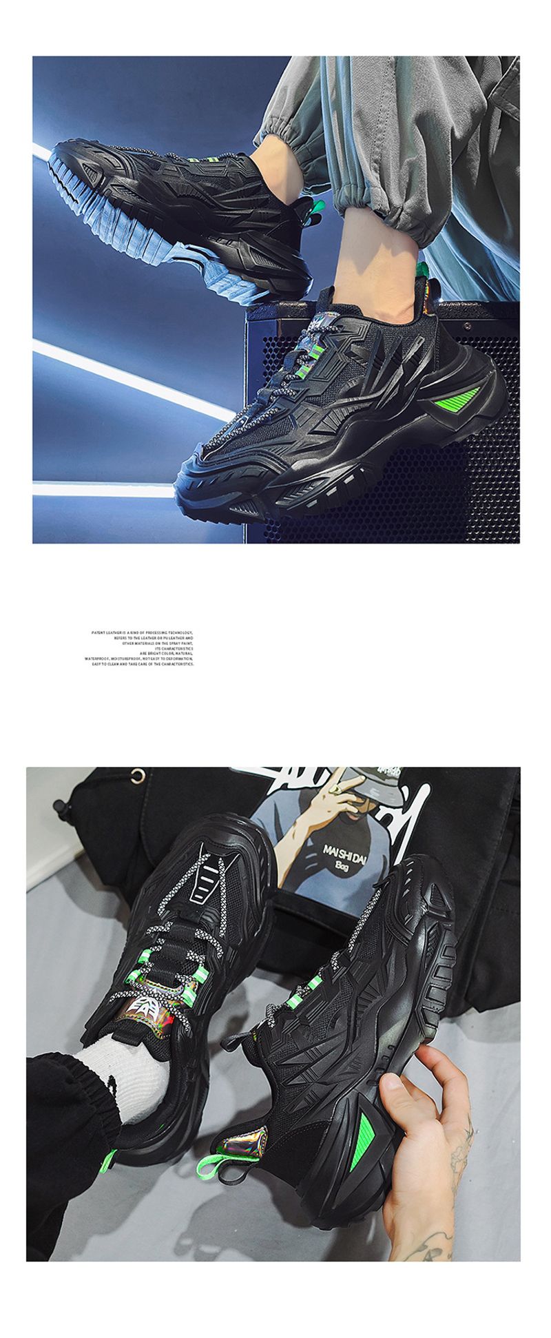 Men's spring new mesh sports men's running leisure shoes, with an increased height inside. Pure black and versatile dad_voghion.com