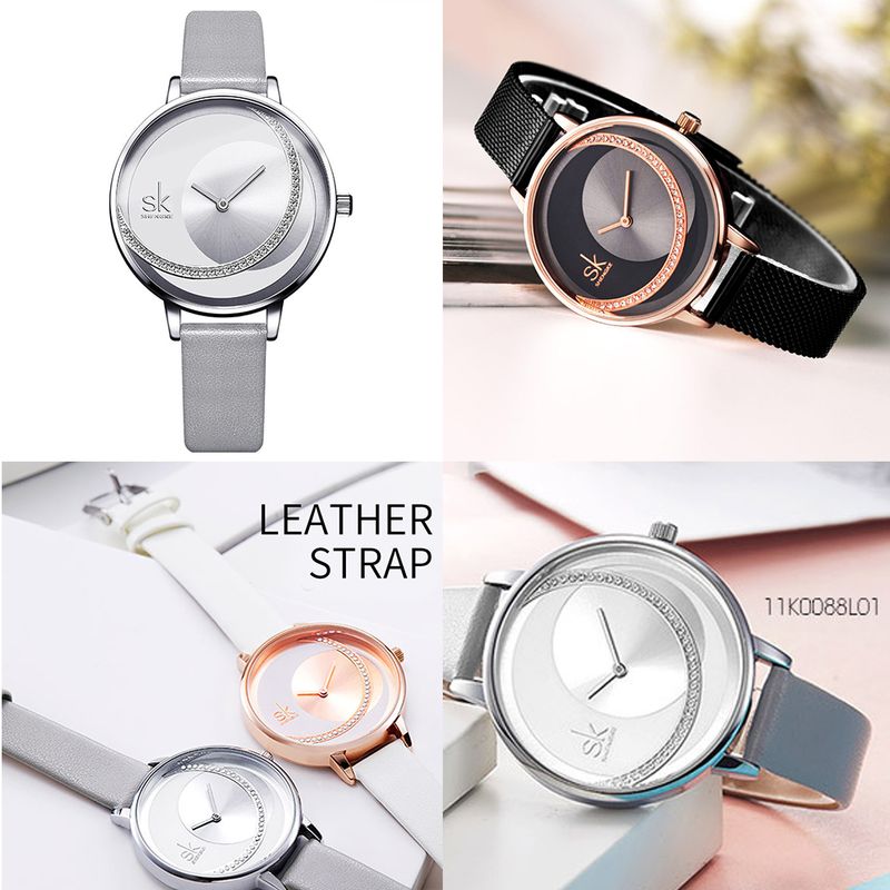 Montre-bracelet à quartz Yamaler pour femme avec cadran rond et bracelet en acier inoxydable sans numéro_voghion.com