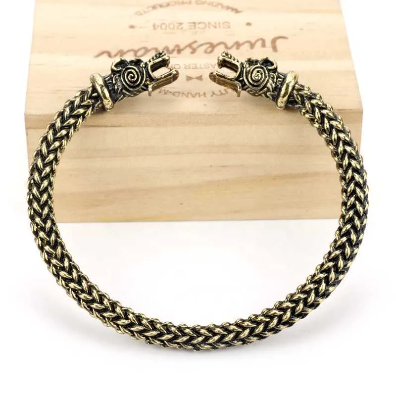 Viking Dragon Bracelet For Men Scandinavian Style Silver And Bronze_voghion.com