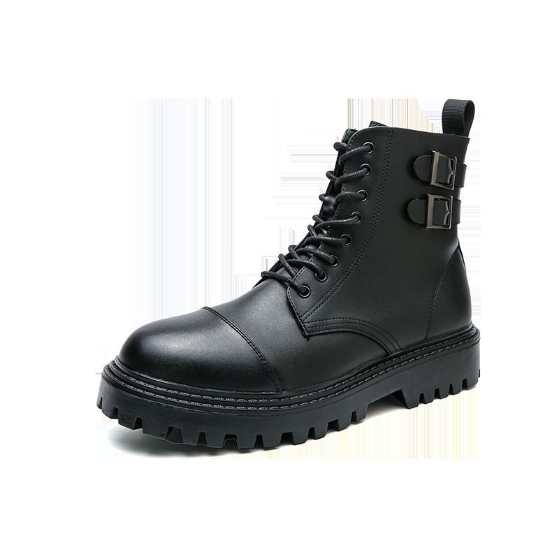 Herfst en winter Nieuwe Martin korte Britse stijl Mid-top ronde kop hoge leren laarzen Herenschoenen Groothandel_voghion.com