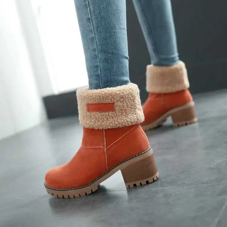 Womens Fur Snow 2023 Winter New Warm Wool Booties Ankle Boot Platform Shoes Turned-over Edge Casual Women Mid Boots_voghion.com