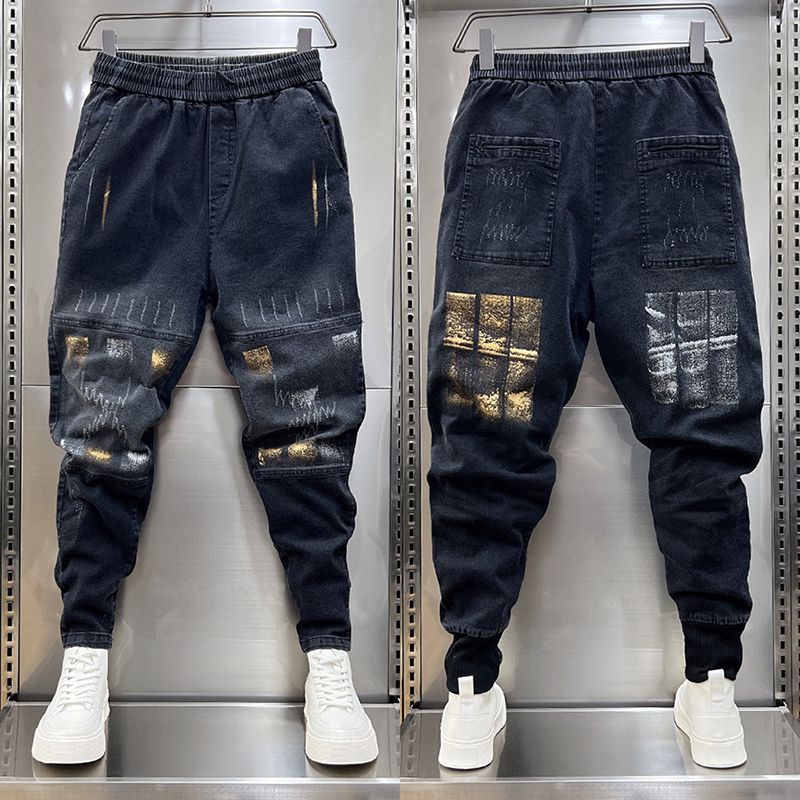 Ropa para hombre Nuevos jeans de otoño e invierno para hombre, moda nueva, leggings ajustados elásticos, tendencia en pantalones casuales que combinan con todo