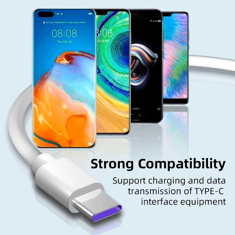 AUFU 5A 2m Type C Cable Fast Charging Mobile Phone Charger Type-C Data USB Cord For Huawei P40 Xiaomi Redmi 1m 0.5m 1.5m_voghion.com