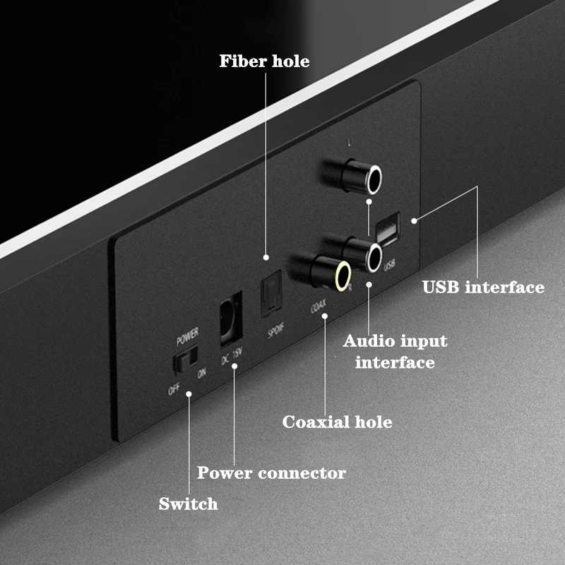 80W TV Soundbar Home Theater System Powerful Wireless Echo Wall Bluetooth Speaker 2.1 Channel Subwoofer Surround Clock Speaker_voghion.com