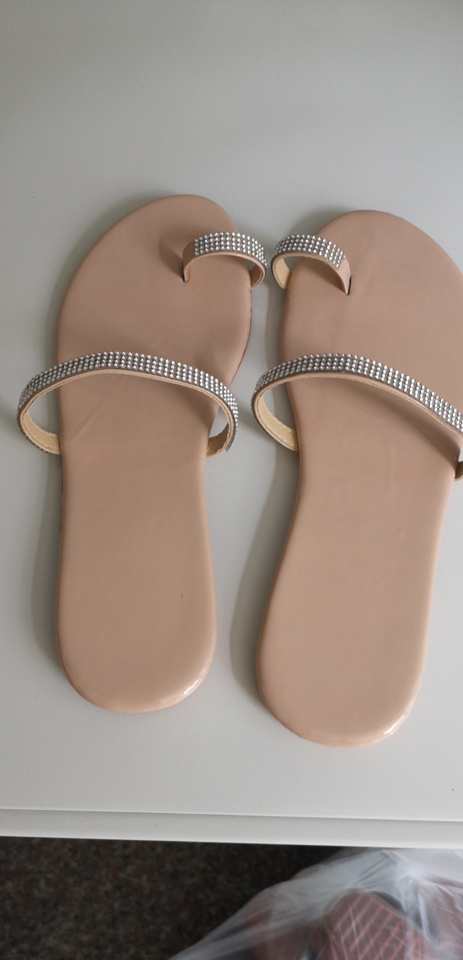 Women's fashion rhinestone flat sandal set toe beach shoes_voghion.com