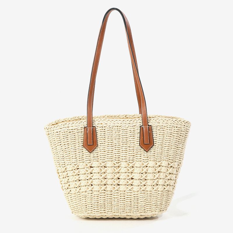 Koreanische version von einfache große kapazität gemüse korb handtasche ins meer tote stroh woven strand tasche_voghion.com