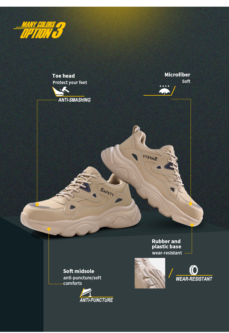 GUYISA Scarpe antinfortunistiche leggere, traspiranti e comode, con testa in acciaio antiurto_voghion.com