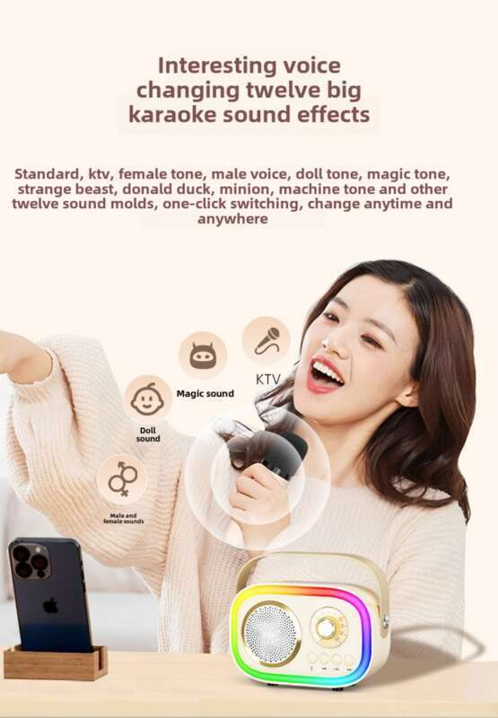 New GS_K5 Wireless Bluetooth Karaoke Player Integrated Sound System, Dual Microphone With Lights, KTV Small Speaker_voghion.com