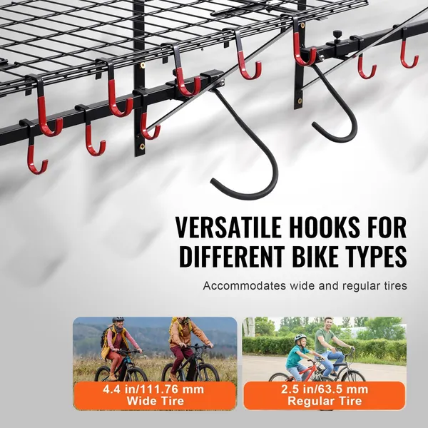 VEVOR Bike Storage Rack Wall Mount Garage Bike Holder &amp; 2 Shelves For 4 Bicycles_voghion.com