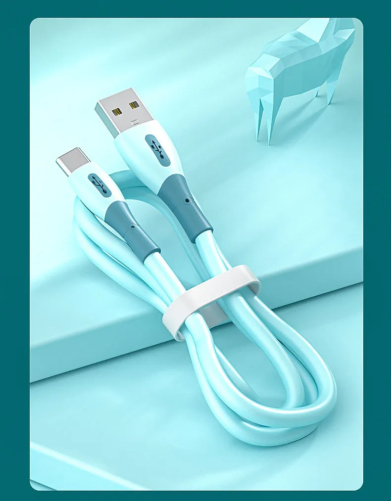 3A Liquid Silicone Super Fast Charge Micro USB Type C For Samsung Huawei Xiaomi One Plus Charging Wire Data Cable_voghion.com