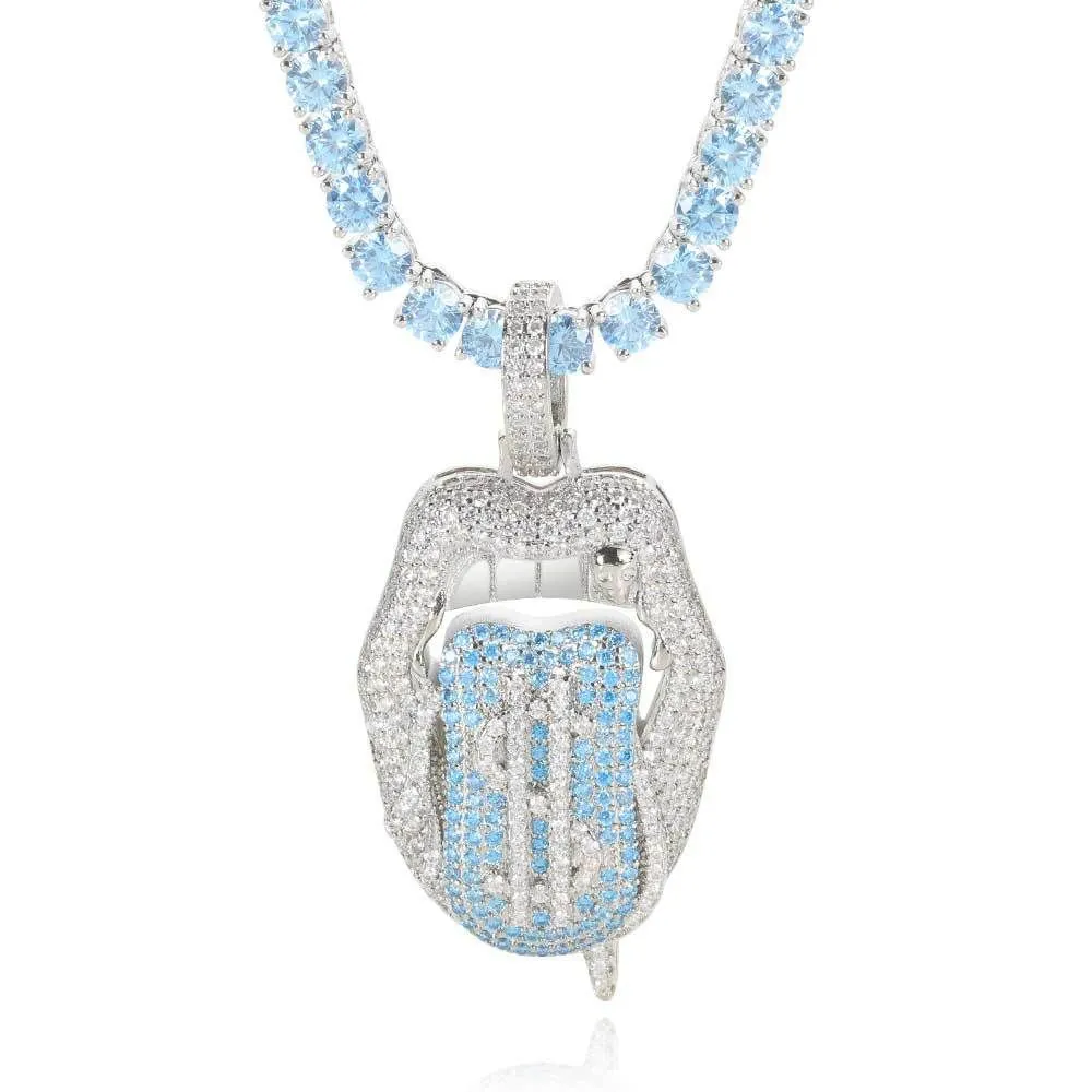Collier pendentif langue dollar hip hop plaqué or pour homme_voghion.com
