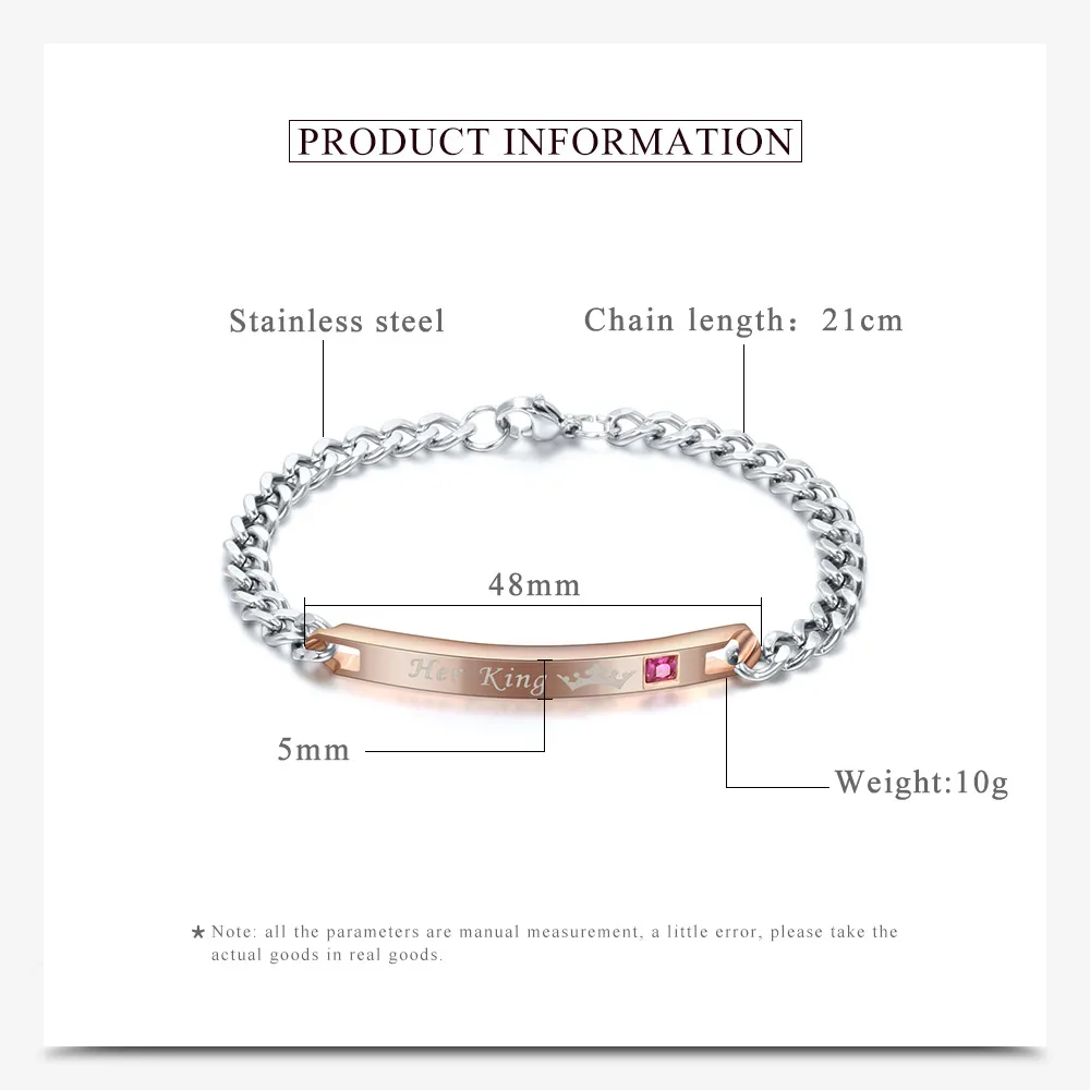Matching Couple Bracelets Titanium Steel Id Chain For Lovers_voghion.com