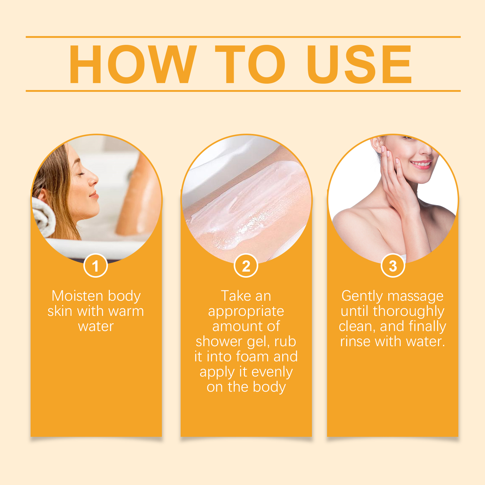 EELHOE Orange Moisturizing Shower Gel, Refreshing Orange Essence Gently Nourishes The Body Clean And Moisturizing Shower Gel_voghion.com