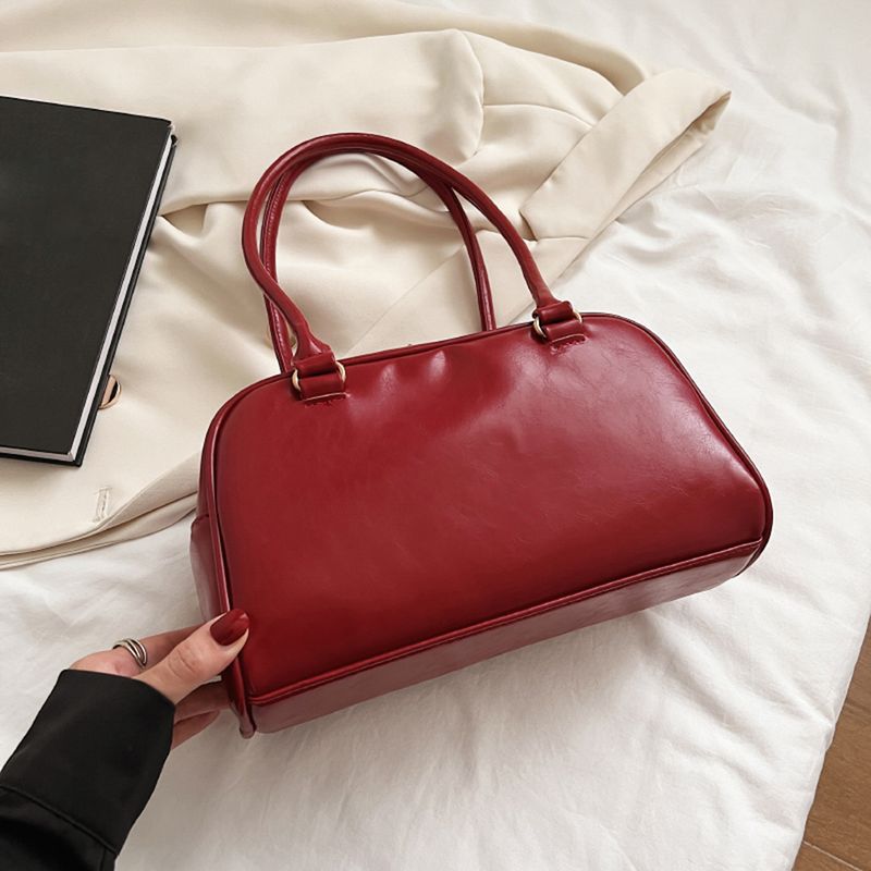 Retro Rot Frauen Schulter Unterarm Taschen PU Leder Multi Damen Satchel Hobo Tasche Luxus Designer Handtasche Weibliche_voghion.com