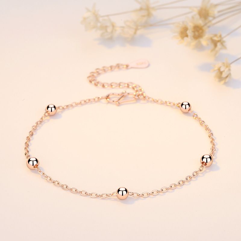 Sier Armband Einfache 5 Perlenkette Modischer koreanischer Stil Frischer Student Weiblicher Handschmuck_voghion.com
