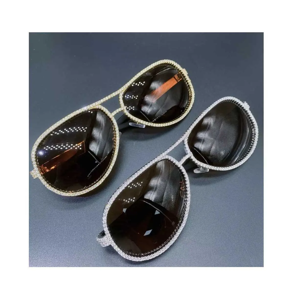 Personalized Iced Out Glasses 10K Soild Gold Natural Real Lab Moissanite Diamonds Sunglasses_voghion.com
