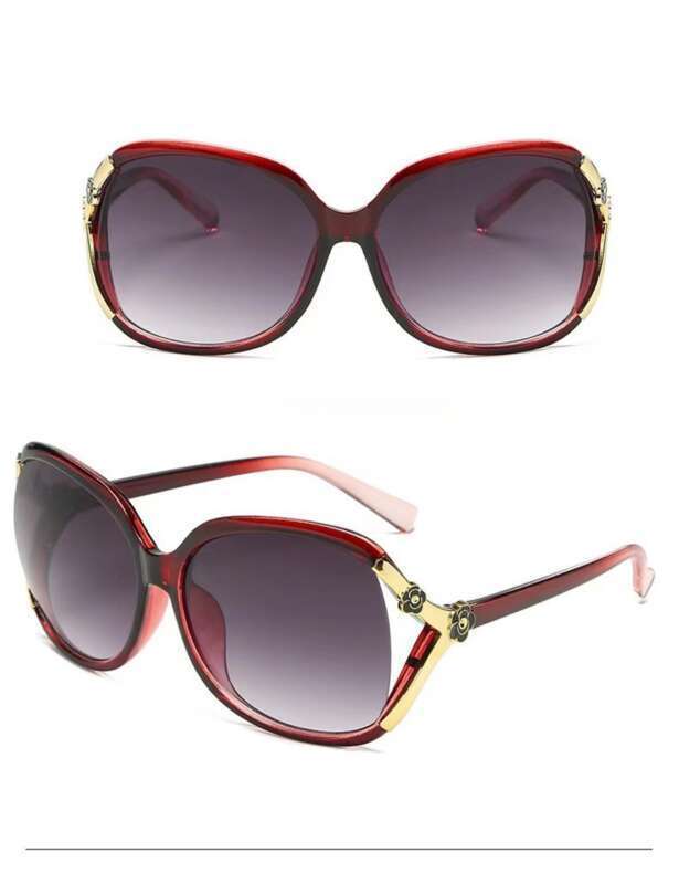 Montatura grande Camellia Rose Trend, occhiali da sole alla moda, occhiali da donna di mezza età_voghion.com