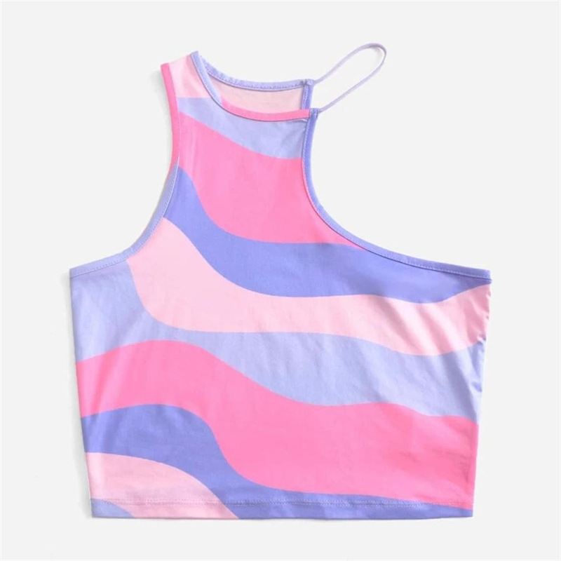 Canotta donna corta arcobaleno senza maniche crop top_voghion.com