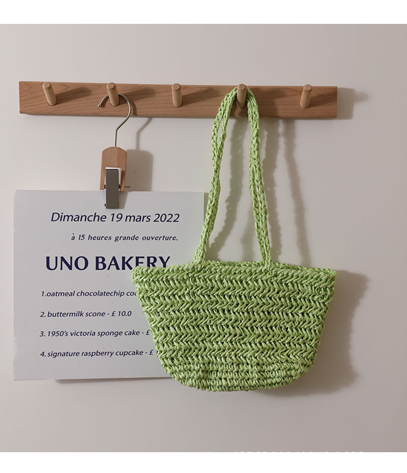 Koreanische Version von Ins kleine frische Fischgrätenmuster One-Shoulder Stroh Tasche neue feste Farbe gewebte Tasche weibliche Urlaub am Meer Strand Tasche_voghion.com