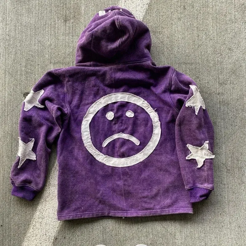 Herren Y2k Casual Retro Gothic Hoodies Europäische und amerikanische Buchstabenstickerei Übergroßer Hoodie Damen Y2K High Street Paarmantel Retro Loose_voghion.com