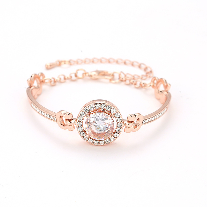 Bracelet populaire en or Rose et Zircon, Simple, pour femmes, bijoux à main en cristal coréen