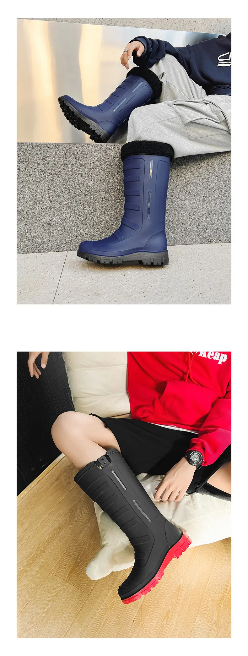 Unisex Rubber Shoes Men and Women Mid Calf Waterproof Work Safety Rain Boots Fishing Husband Botas Para Lluvia_voghion.com
