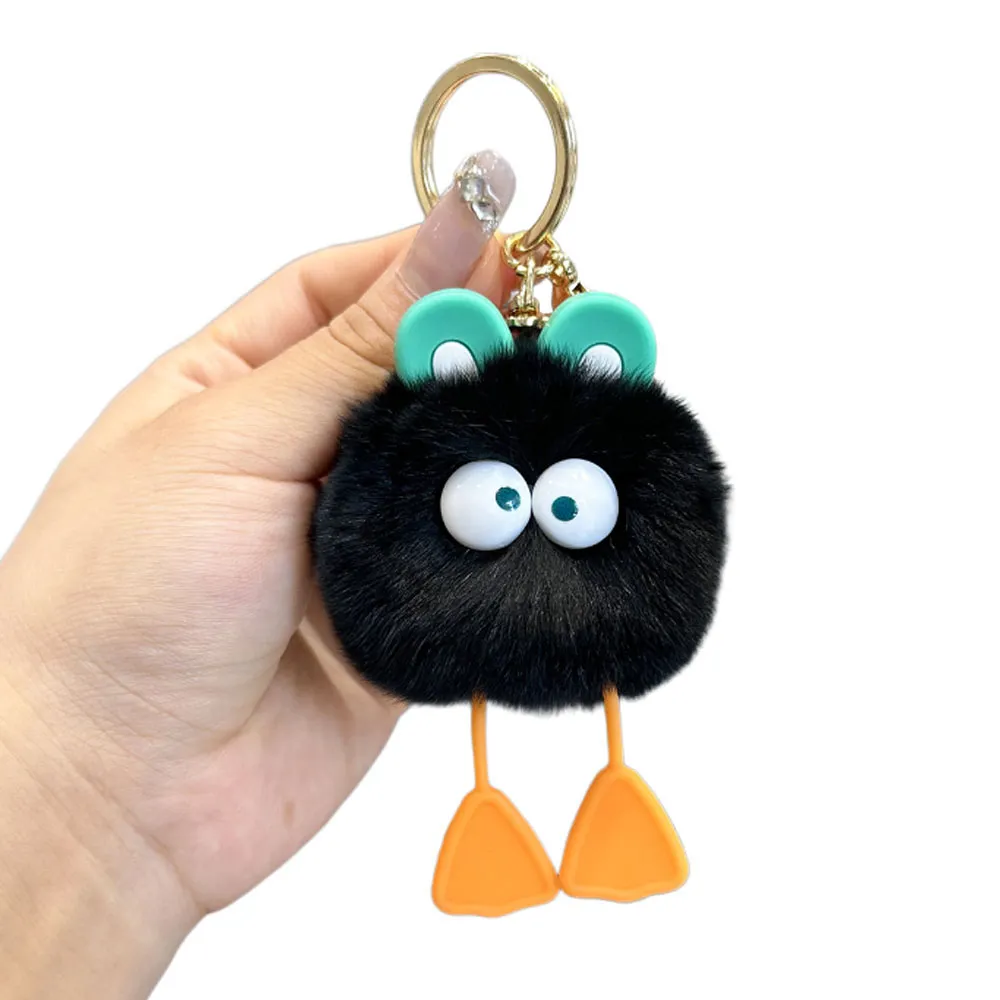 Portachiavi carino a forma di anatra soffice, con pompon in 3D, con ciondolo a forma di bricchette, per ragazze, con portachiavi, decorazione per custodia per auricolari._voghion.com