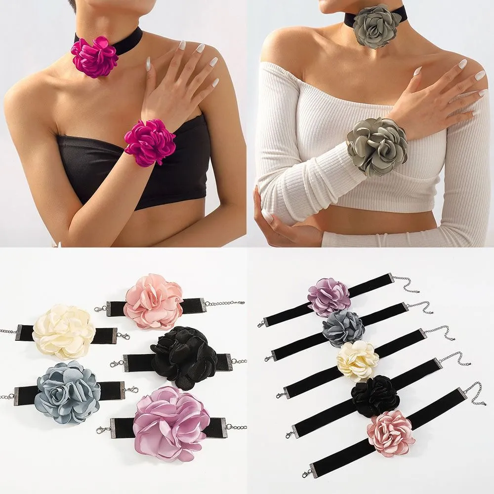 Chaînes Décorations Délicates Exagérées Grandes Fleurs De Rose Collier De Charme Chaîne De Cou Fleurs Colliers De Clavicule_voghion.com
