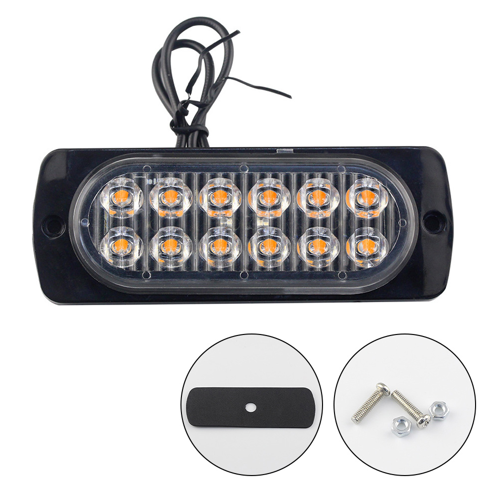 2 pezzi di luce di avvertimento a LED, lampada di emergenza a griglia economica, barra luminosa, lampada di segnalazione per auto, luce di traffico ambrata, 12 V, 24 V, illuminazione per auto_voghion.com