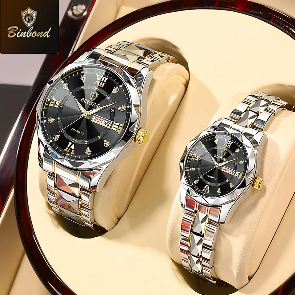 Paar Quarzuhren Set Edelstahl Mit Diamantbesatz_voghion.com