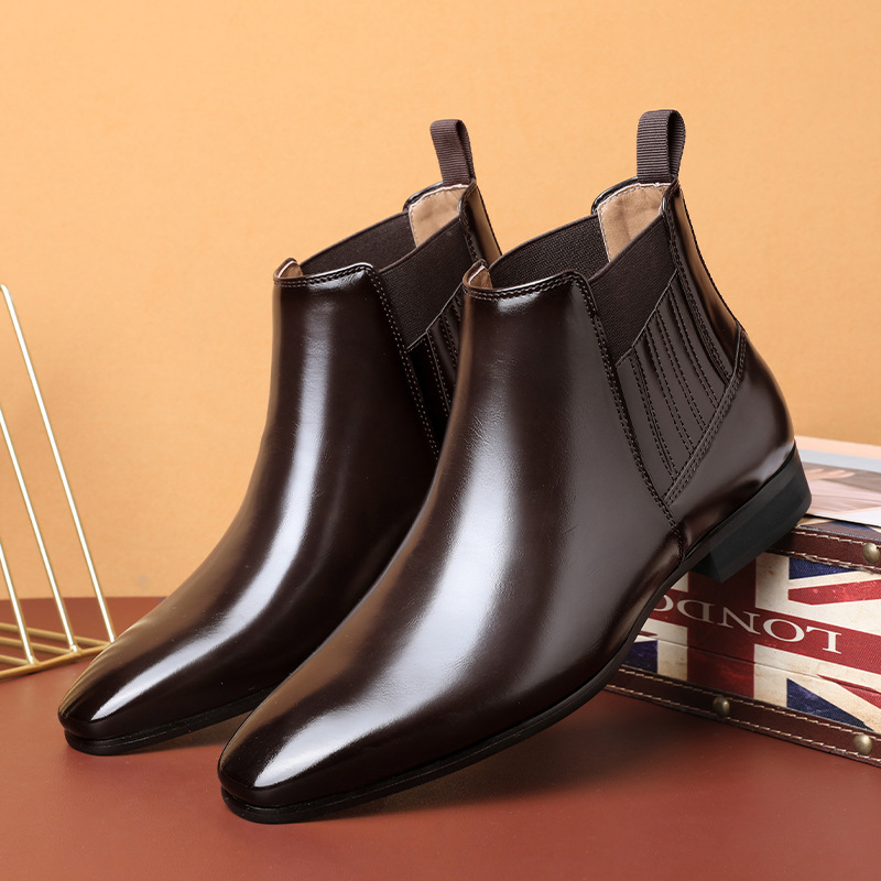 Men’s Simple High Top Business Formal Leather Shoes