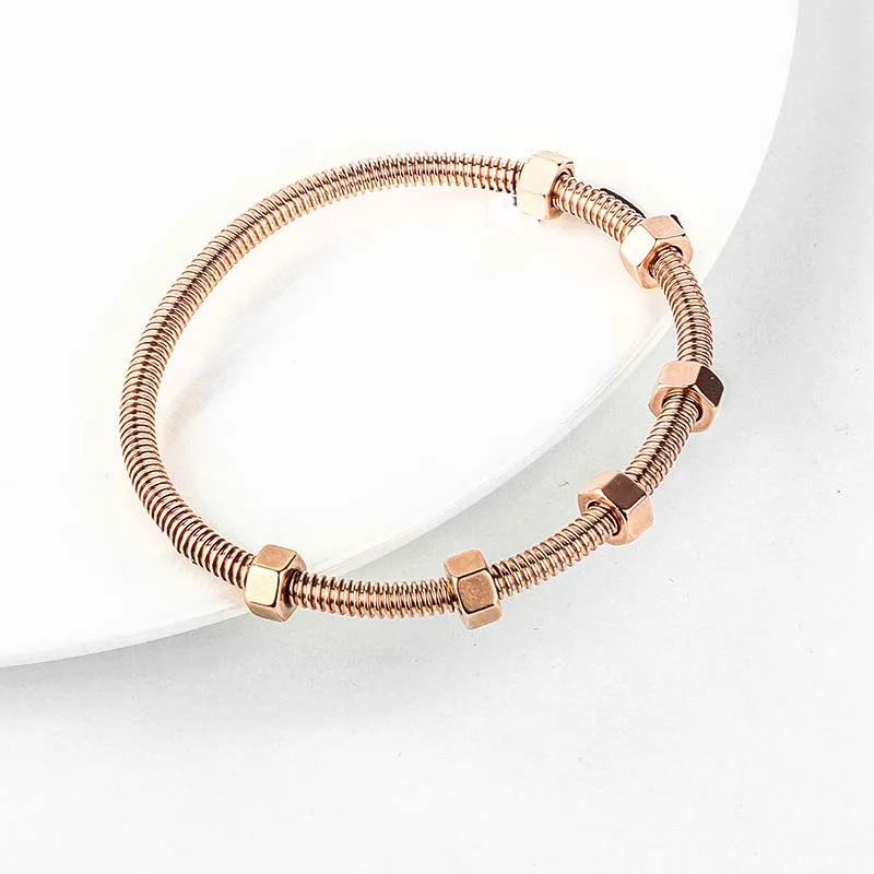 Pulsera rígida de tornillo para mujer joya de diseño en oro_voghion.com