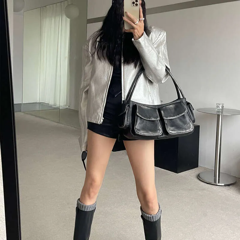 Vintage Y2k Women's Underarm Designer Large Capacity Handbag Wallet New Motorcycle and Bicycle Multi Pocket Shoulder_voghion.com