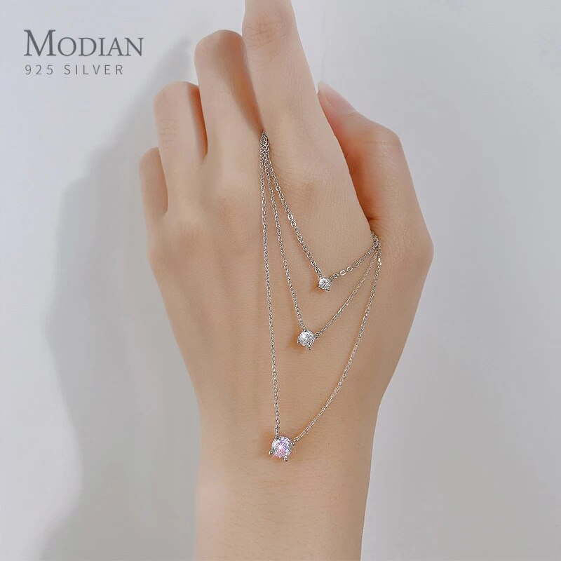 Fashion Modian Brands Simple Sterg Sier Geometric Cut Sparkg Zircon Pendant Necklace for Women Wedding Engagement Jewelry_voghion.com