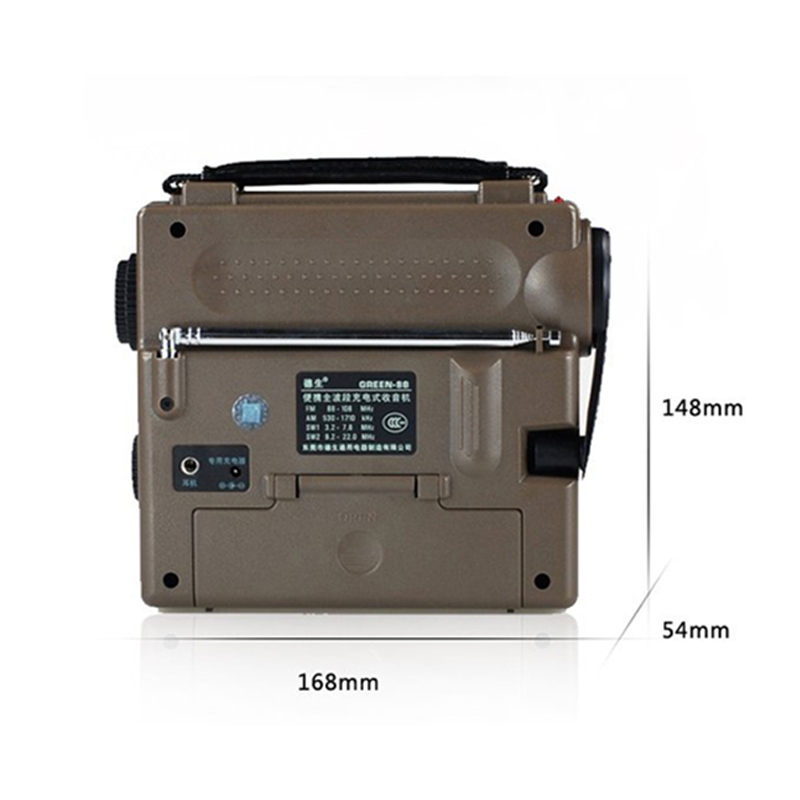 Receptor de radio digital portátil de banda completa Radio de emergencia con luz Radio dinamo con altavoz incorporado Manual de alimentación manual GR-88P_voghion.com