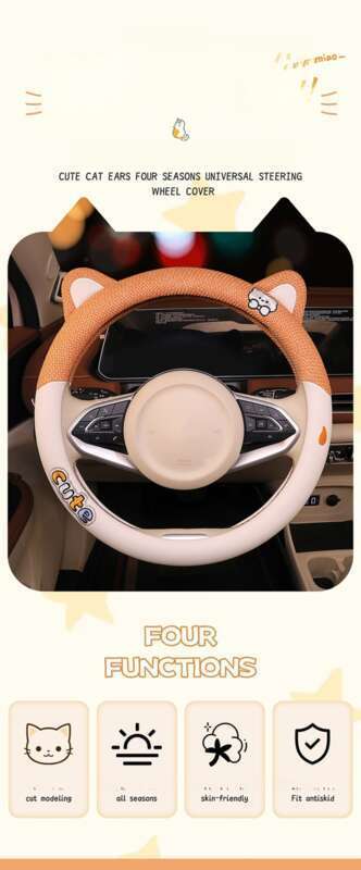 Leuke nieuwe stuurhoes zomer katoen en ademend vier seizoenen universele cartoon comfortabel auto-interieur_voghion.com