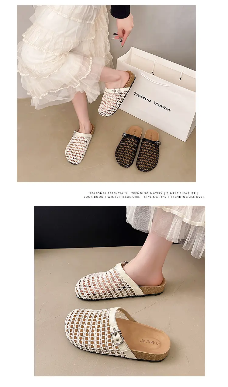 Women's Flat Sandals Casual Hollow Beach Slippers For Summer_voghion.com