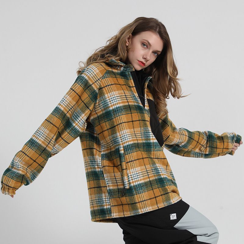 New winter wear men's snowboard double board warm plaid shirt women's ski hoodie couple_voghion.com