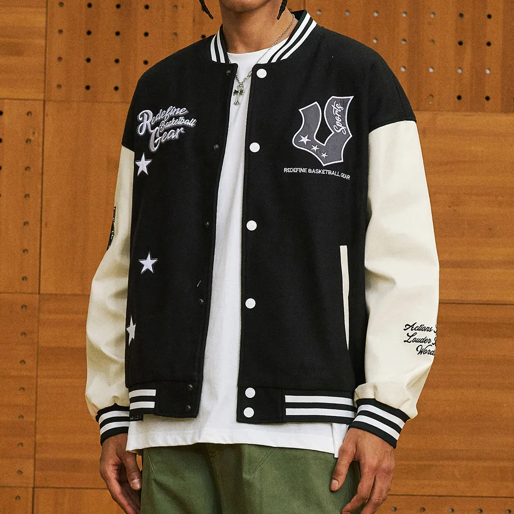Veidoorn Preppy College-Jacke für Herren und Teenager, schicker Buchstabendruck, starke Stickerei, lässiger Baseball-Mantel für Herbst und Winter_voghion.com