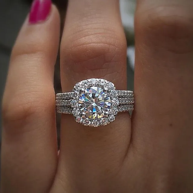 Moderiktiga Sterg Sier för kvinnor AAA Cubic Zirconia förlovningsringar Moderiktiga bröllopssmycken_voghion.com