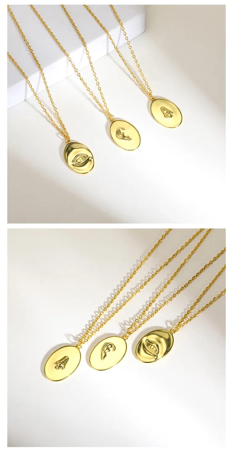 Catene GSOLD Ovale 3D Emed Occhio Orecchio Naso Ciondolo Collana Semplice Metallo Dichiarazione Caratteristiche Facciali Modello Tendenza Uomo Donna_voghion.com