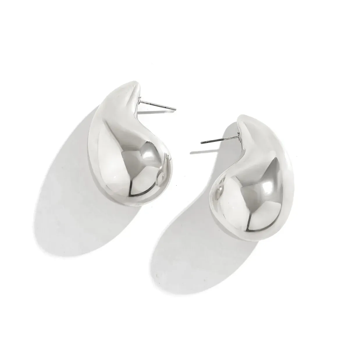 Orecchini a bottone IngeSightZ esagerati, grandi, in metallo, a goccia, per donna, retrò, color oro, lisci, spessi, per feste, belli_voghion.com