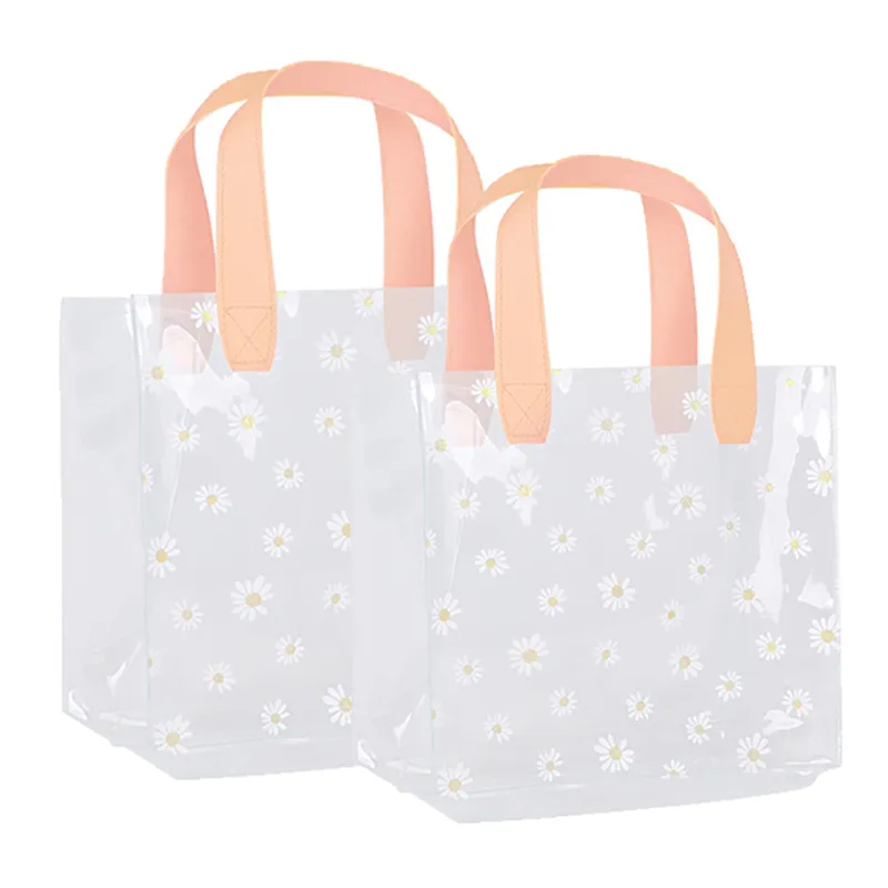 Confezione in PVC trasparente, borsa in plastica trasparente con margherite, scatola per caramelle, regalo, bomboniera, borsa per cosmetici_voghion.com